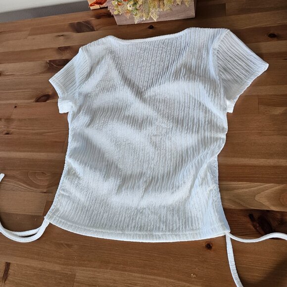 SHEIN EZwear Solid Color Wrap & Cinched Waist Shirt For Summer- XS - Picture 7 of 14